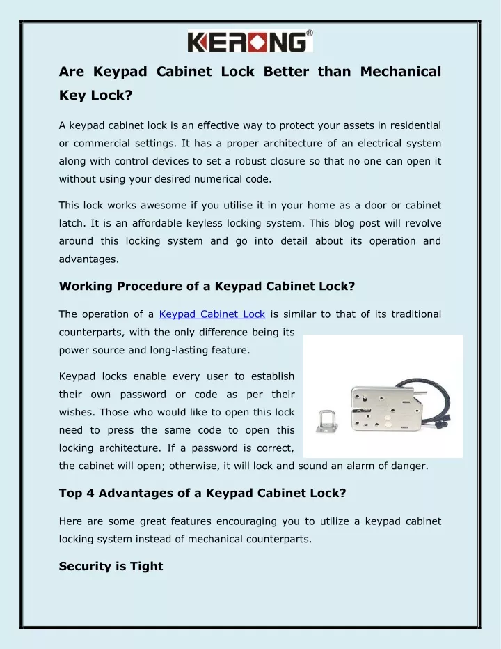are keypad cabinet lock better than mechanical