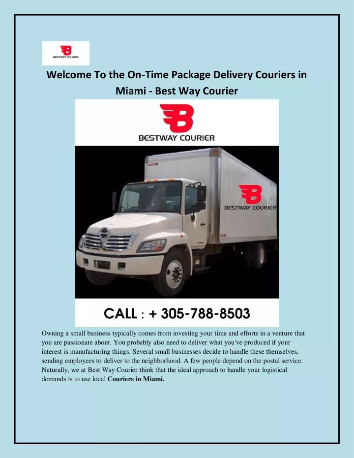 welcome to the on time package delivery couriers
