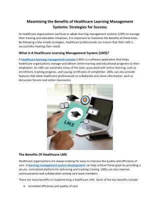 Maximizing the Benefits of Healthcare Learning Management Systems