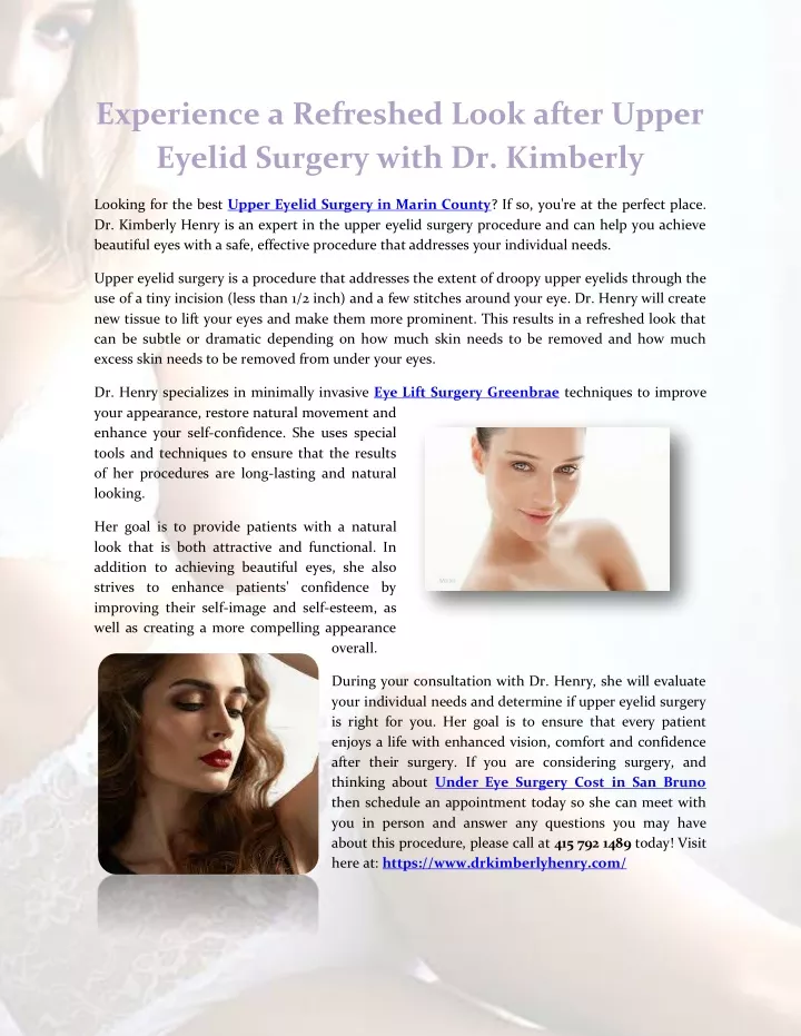 experience a refreshed look after upper eyelid