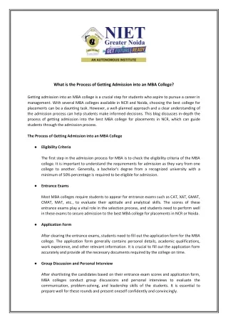 what is the process of getting admission into