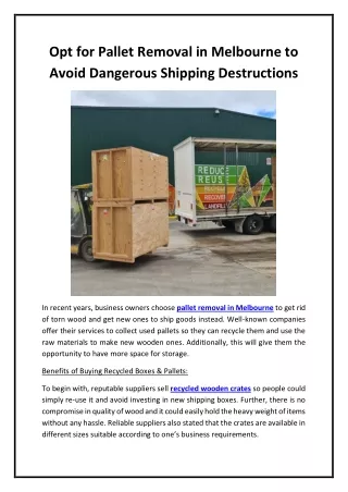 opt for pallet removal in melbourne to avoid