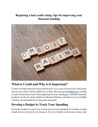 repairing a bad credit rating tips for improving