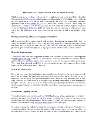 the utmost need to learn microsoft office 2013