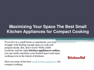 Maximizing Your Space The Best Small Kitchen Appliances for Compact Cooking