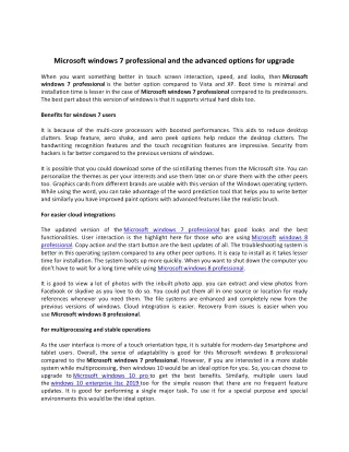 microsoft windows 7 professional and the advanced