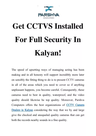 CCTV Camera Dealers in Kalyan Call-9870270167