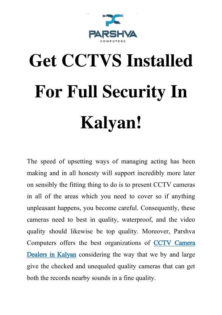 get cctvs installed