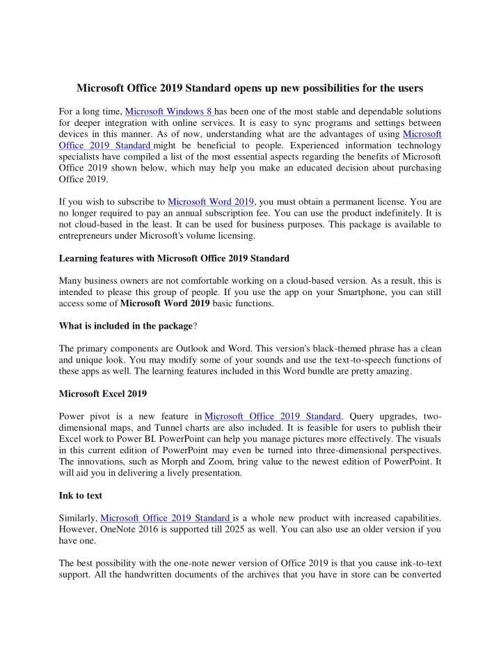 microsoft office 2019 standard opens