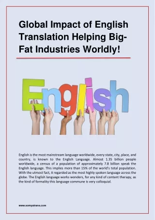 Global Impact of English Translation Helping Big-Fat Industries Worldly!