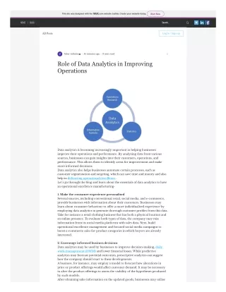 Role of Data Analytics in Improving Operations - Faber Infinite Consulting