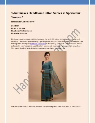 What makes Handloom Cotton Sarees so Special for Women?