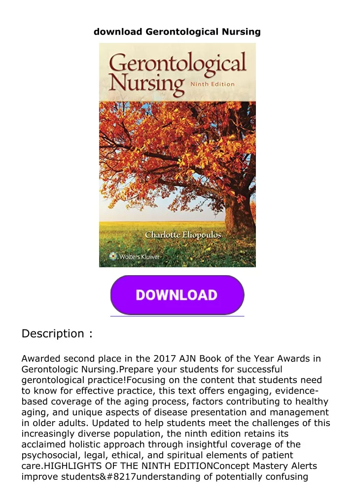 download gerontological nursing