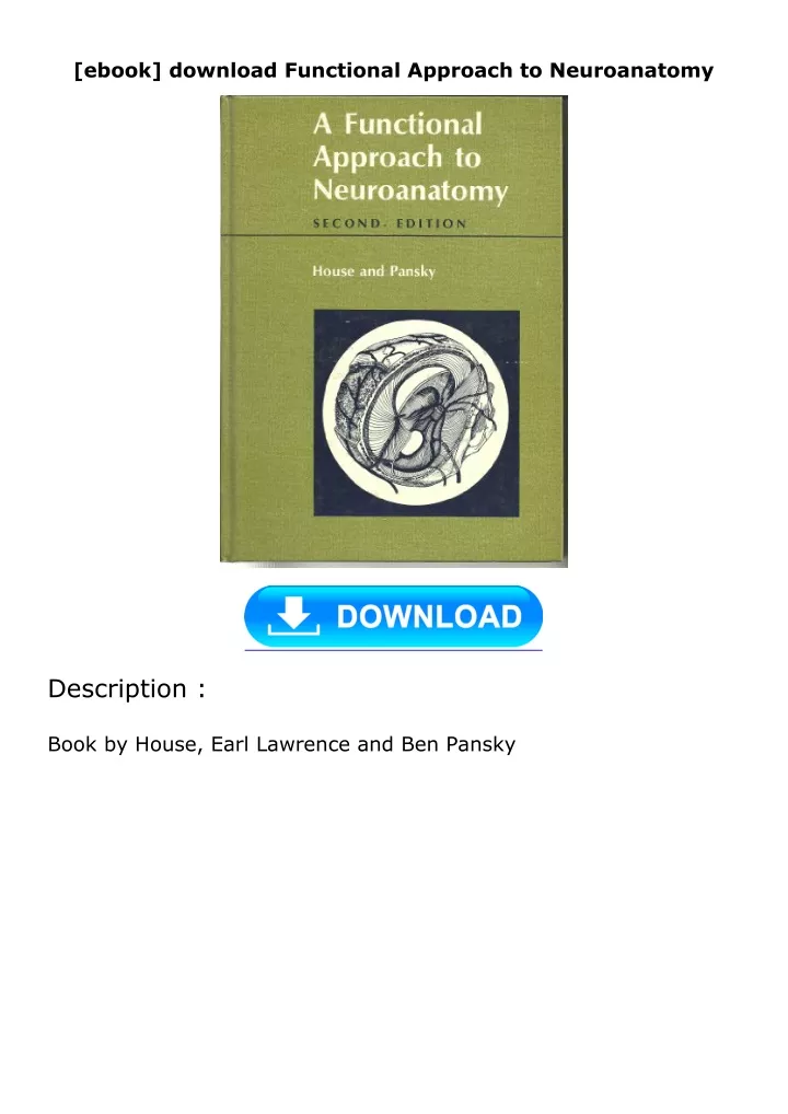 ebook download functional approach to neuroanatomy
