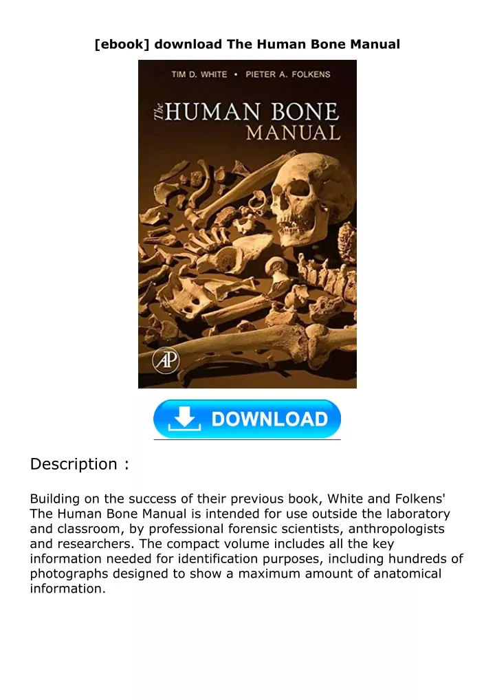 ebook download the human bone manual