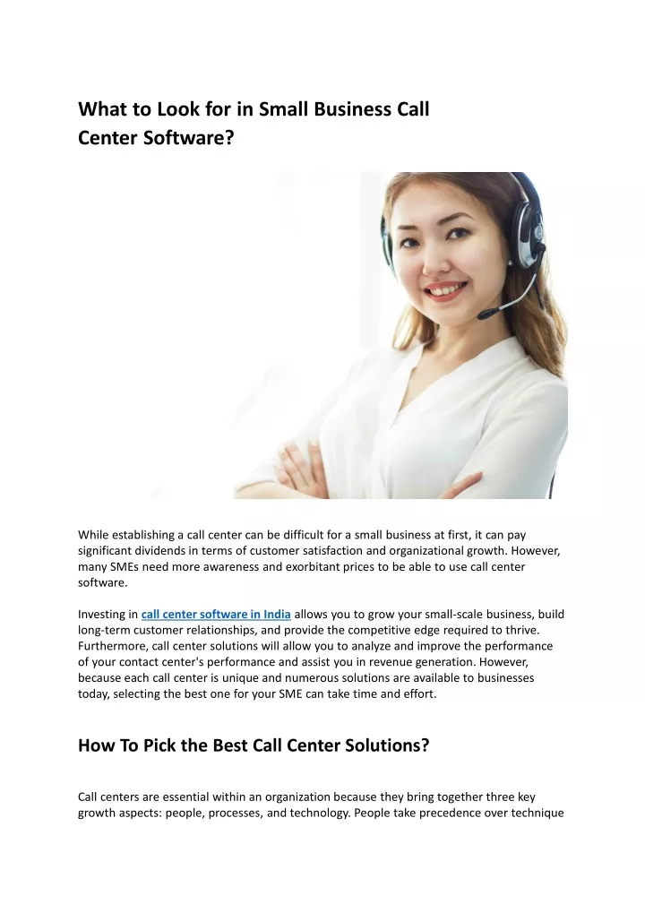 what to look for in small business call center