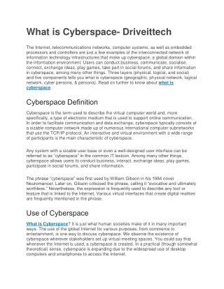 What is Cyberspace- Driveittech