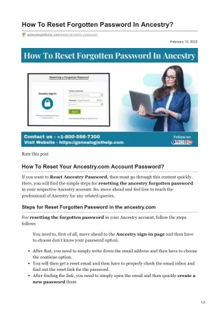 How To Reset Forgotten Password In Ancestry?