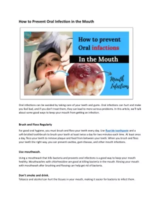 How to Prevent Oral Infection in the Mouth