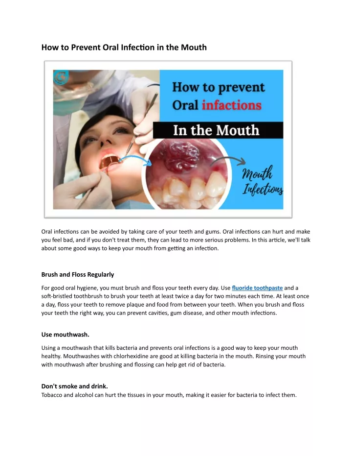 how to prevent oral infection in the mouth