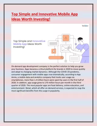 top simple and innovative mobile app ideas worth