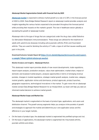 abatacept market segmentation details with