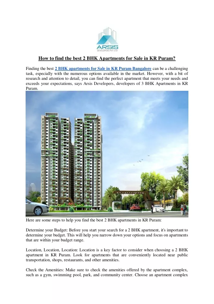 how to find the best 2 bhk apartments for sale