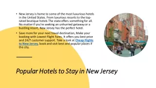 popular hotels and flights, new jersey