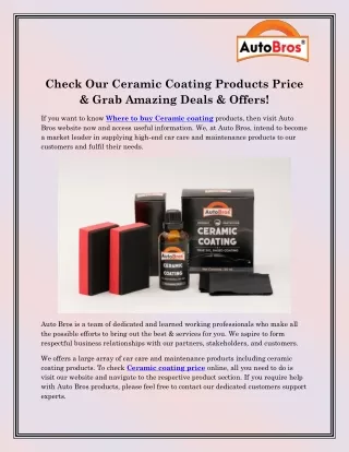 Where to buy Ceramic coating