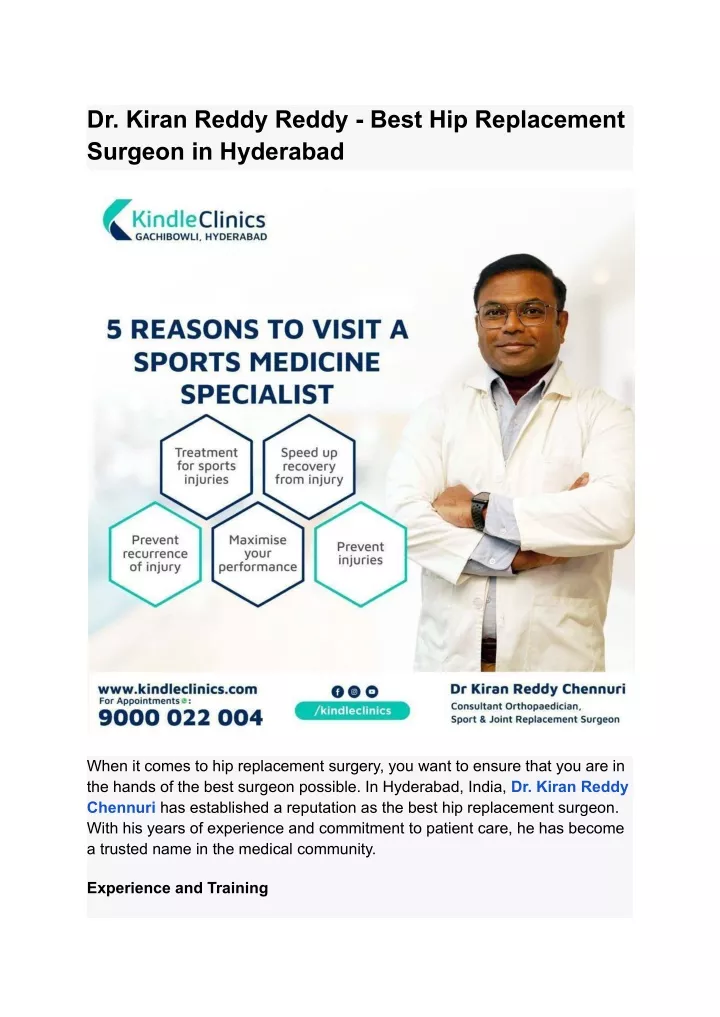 dr kiran reddy reddy best hip replacement surgeon