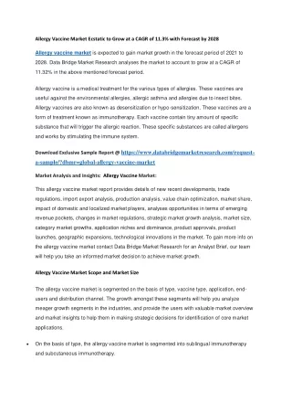 allergy vaccine market ecstatic to grow at a cagr