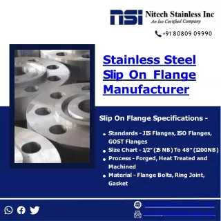 Stainless Steel Slip On Flange | Stainless Steel Weld Neck Flange | Manufacturer | Nitech Stainless Inc