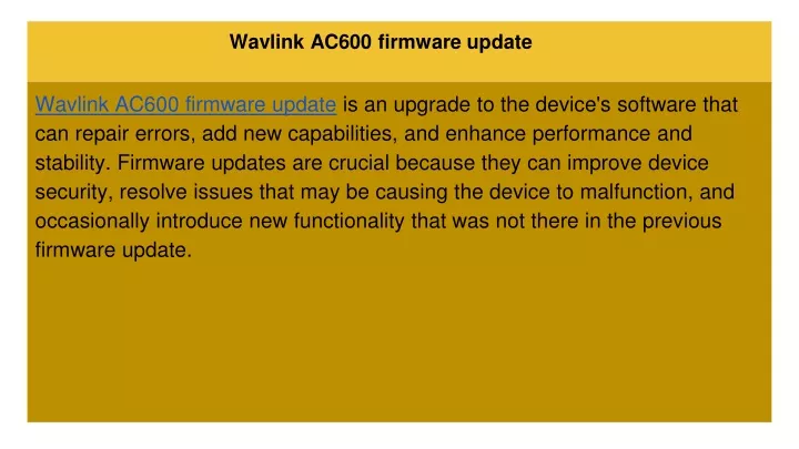 wavlink ac600 firmware update