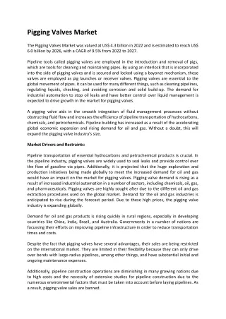 pigging valves market