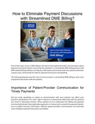 How to Eliminate Payment Discussions with Streamlined DME Billing