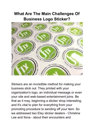 What Are The Main Challenges Of Business Logo Sticker