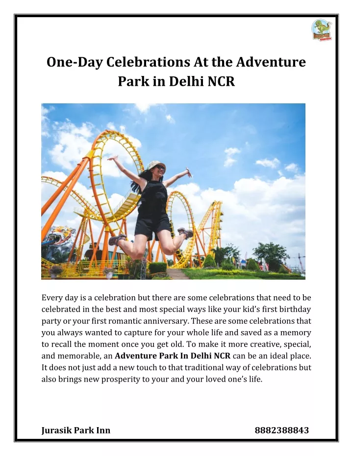 one day celebrations at the adventure park