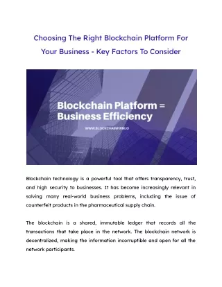 choosing the right blockchain platform for