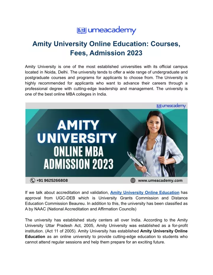 amity university online education courses fees