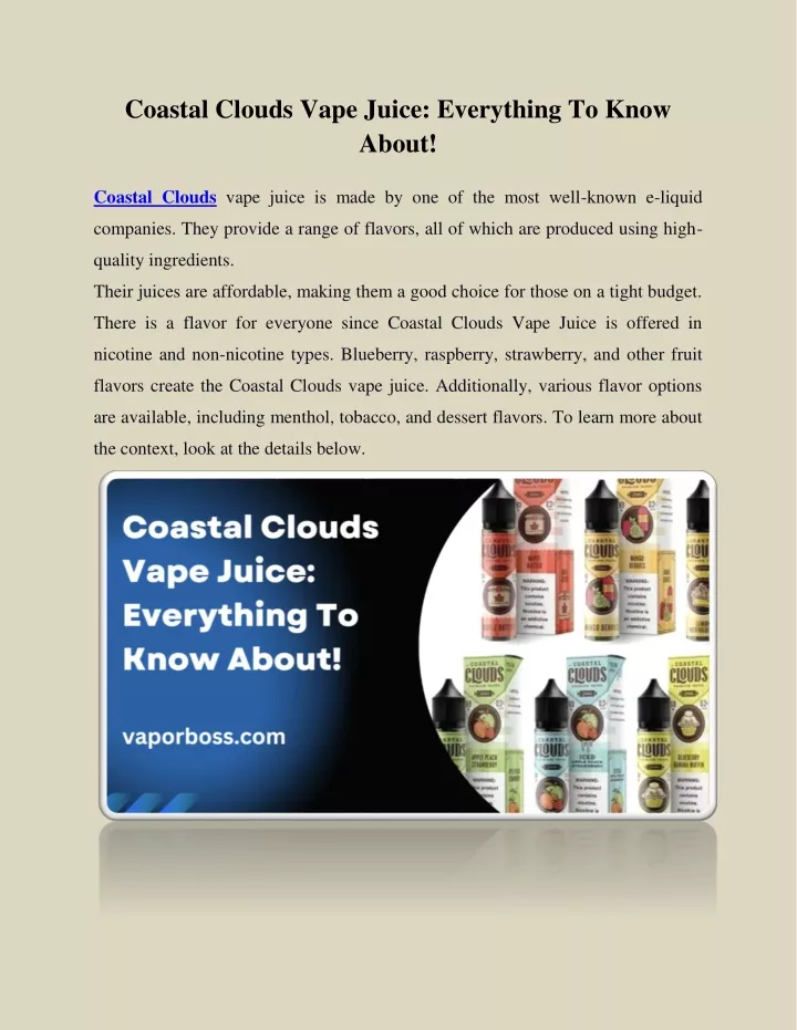 coastal clouds vape juice everything to know