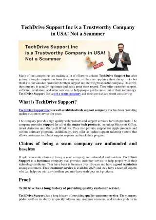techdrive support inc is a trustworthy company