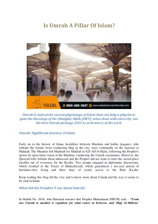 Is Umrah A Pillar Of Islam