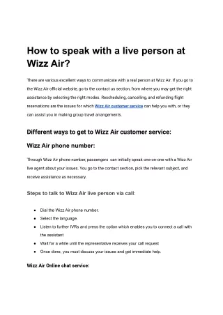 How to speak with a live person at Wizz Air