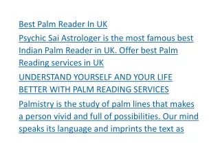 best palm reader in uk psychic sai astrologer