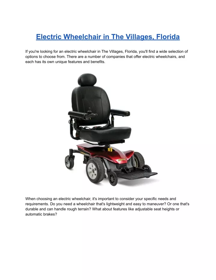 electric wheelchair in the villages florida