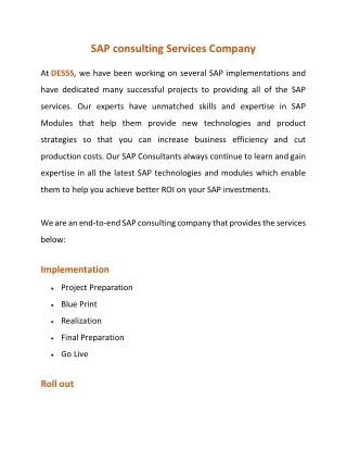 SAP consulting Services Company