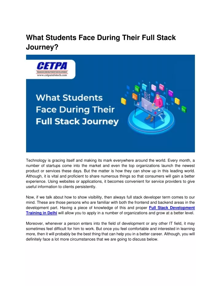 what students face during their full stack journey