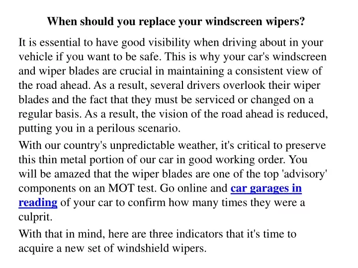 when should you replace your windscreen wipers