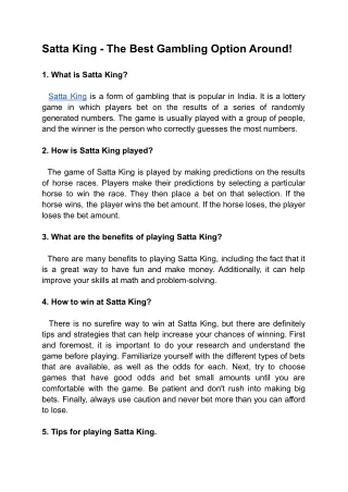 Satta King - The Best Gambling Option Around