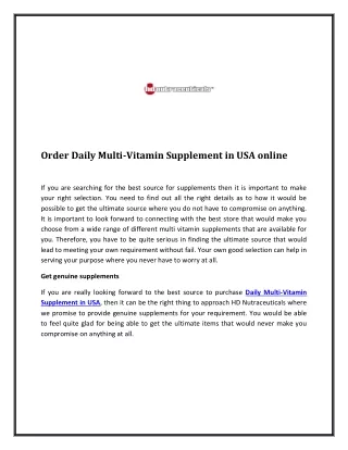 Order Daily Multi-Vitamin Supplement in USA online